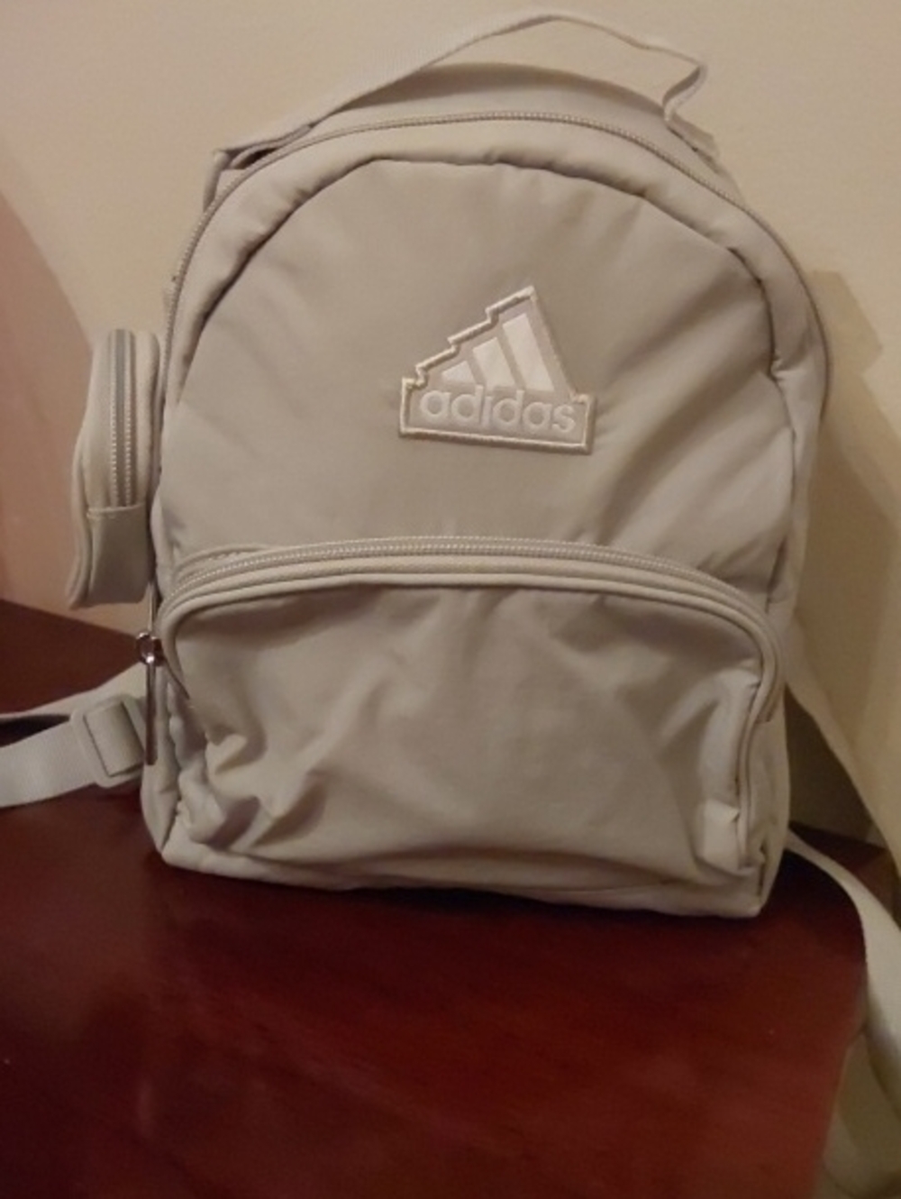 Dove gray adidas NWOT. Mini Removable Coin Pouch.